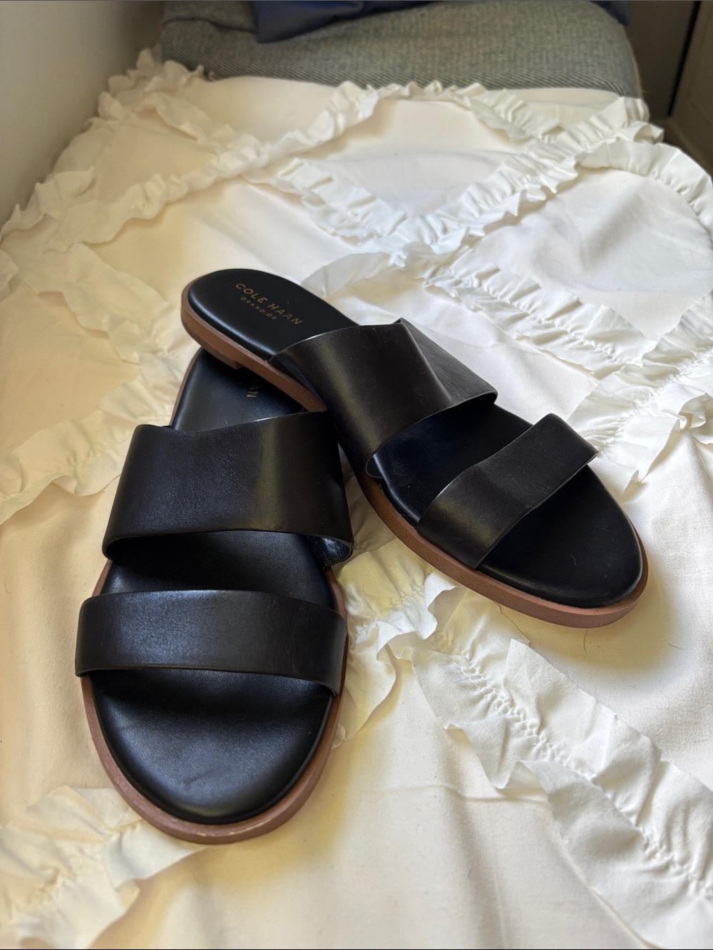 NWOT Cole Haan Black  Double-Strap Slides